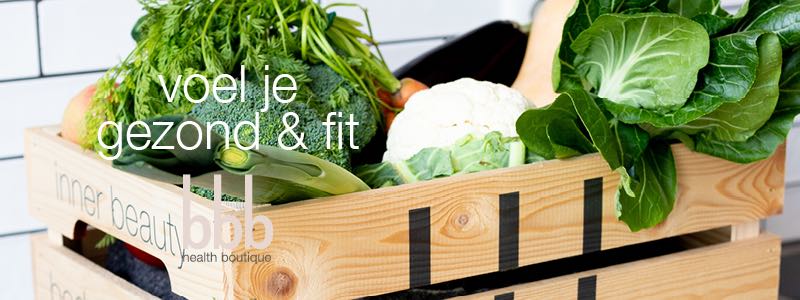Vegetables in a crate from BBB Health Boutique, the gym with a focus on body, food, and mind.