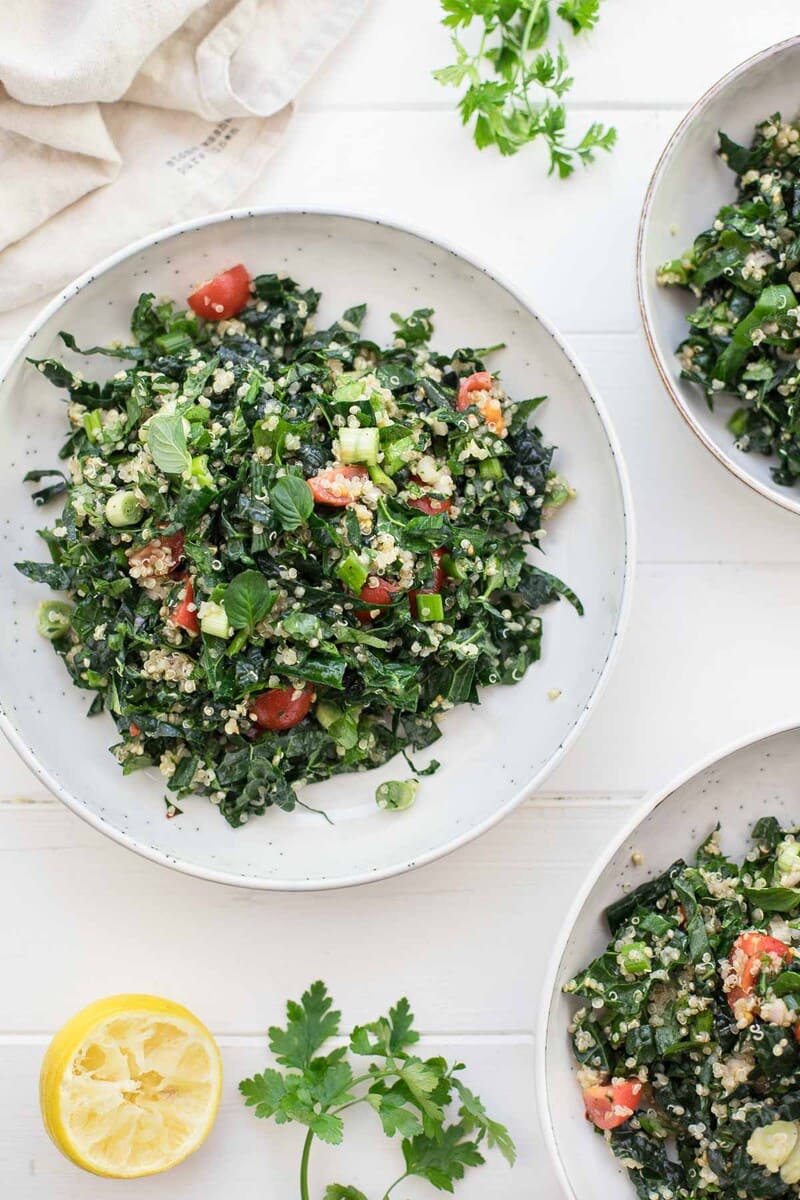 Large plate of tabbouleh salad.
